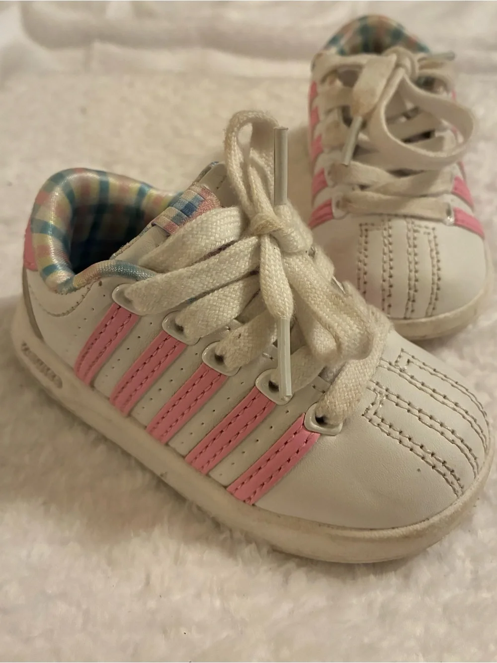 K-Swiss Toddler Baby Classic Sneakers Pink & White Lace-Up Leather Size 5